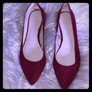 Burgundy pointed toe flats